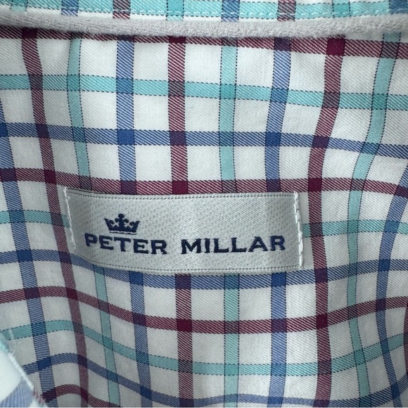 Peter Millar Blue and Red Casual Button Down Shirt - Picture 5 of 7